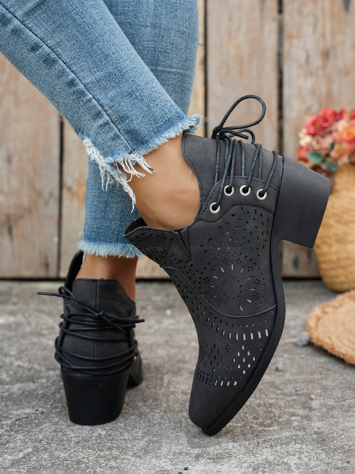 Hollowed-out Open-toe Women's Boots