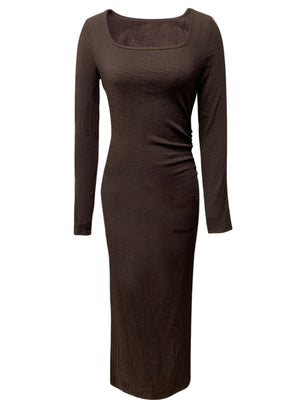 Liber Summer Women's Solid Square Collar Maxi Dresses