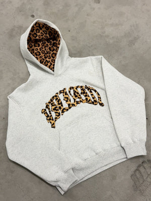 INS Leopard Print Letters Embroidery Hoodies Set