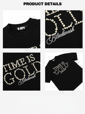 Liber Summer Women's Beading Letter T-shirts