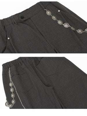 Baggy Pleated Drape Loose Straight Pants