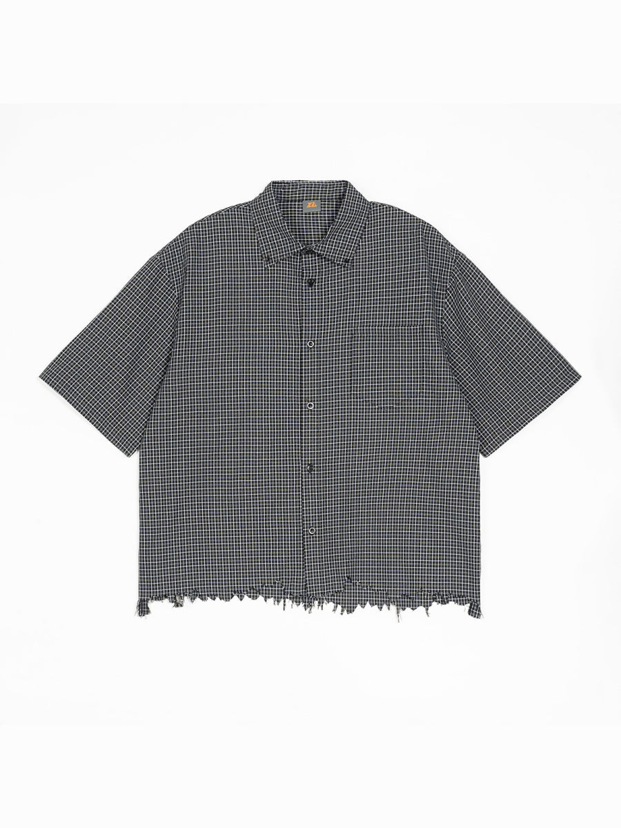 Destroy Hem Plaid Lightweight Boxy Shirts