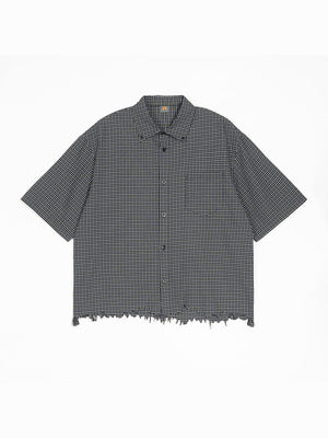 Destroy Hem Plaid Lightweight Boxy Shirts
