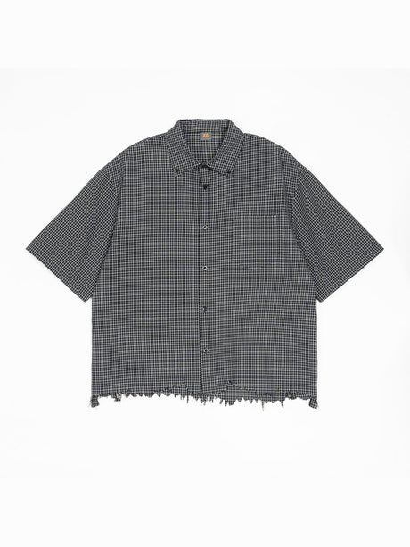 Destroy Hem Plaid Lightweight Boxy Shirts