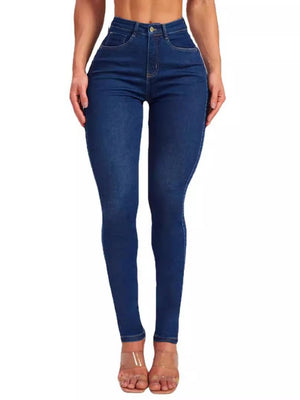 Zipper Stretch High-waisted Hip-hugging Pencil Pants Jeans