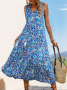 Printed Tassel V-neck Sleeveless Maxi Dresses
