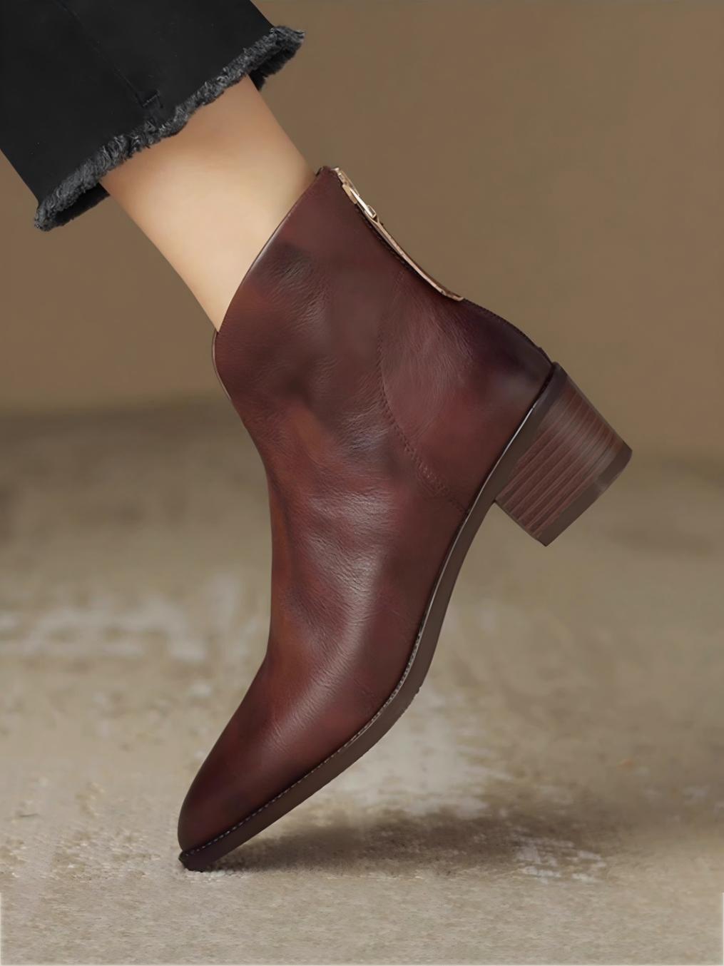 Solid Color Retro Pointed Toe Women's Boots