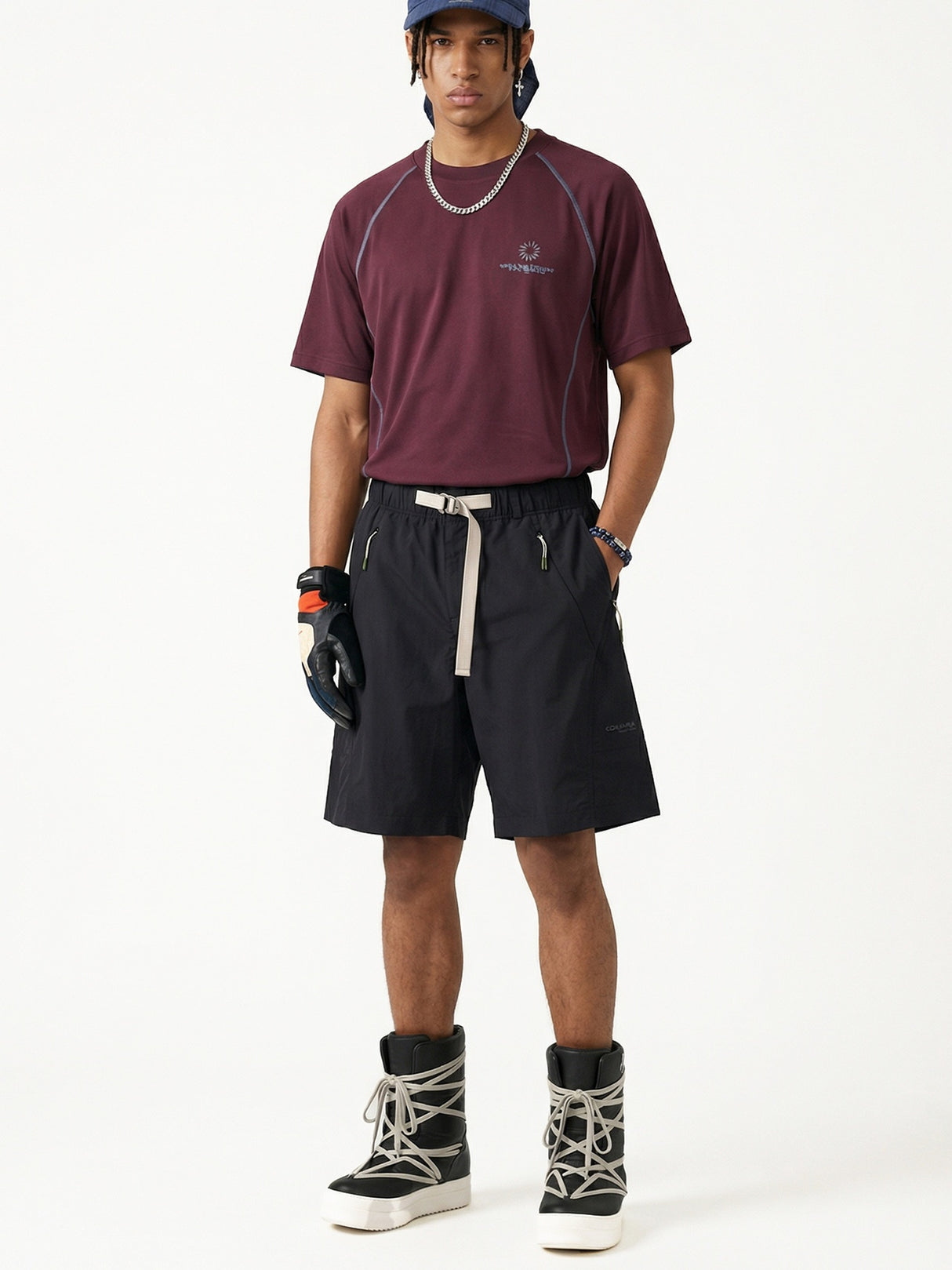 Drawstring Work Clothes Scimitar Shorts