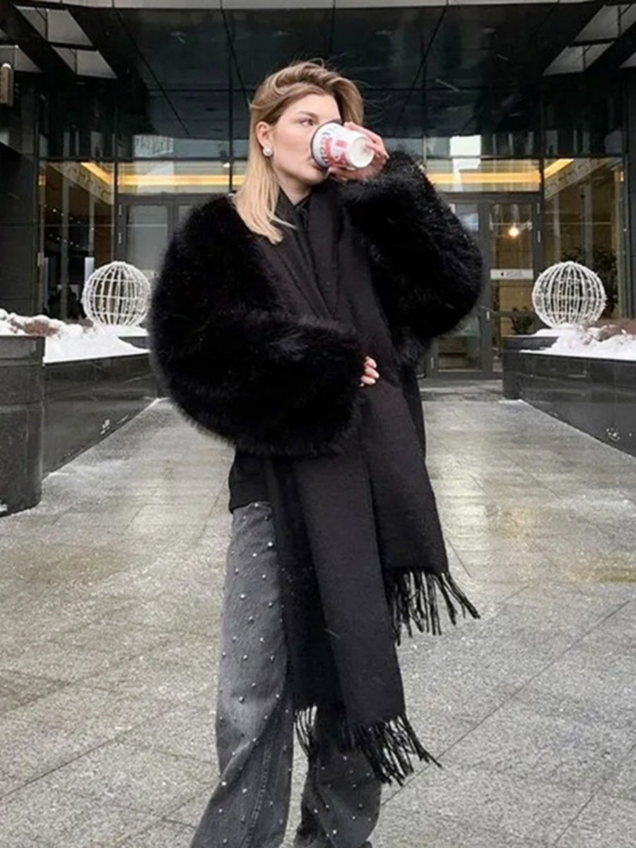 Artificial Fur Cropped Coat Parties Coats