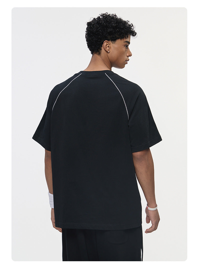 Hasselblad Stripes Short Sleeves Pants Color-blocked Set