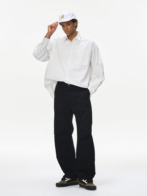 Liber Autumn Neutral wear Pocket decoration Solid Color Shirts