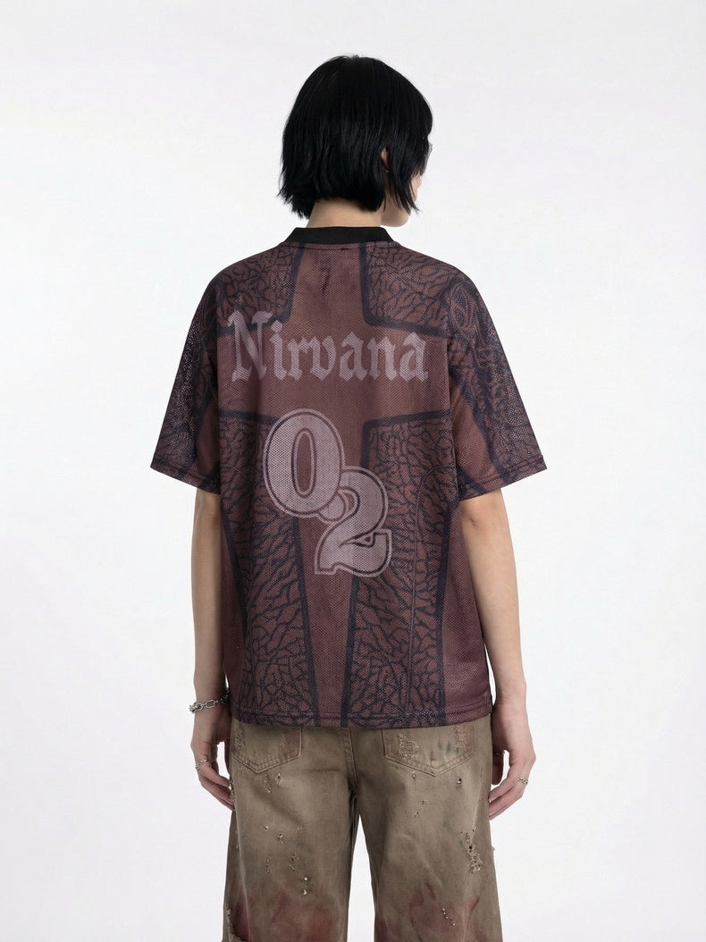 Printed Hollow Out Jersey T-shirts