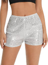 Sequins High Elasticity Mid-rise Straight-fit Shorts