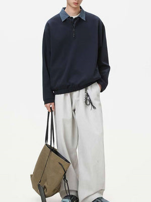 Layered-look Plaid Zipper Loose-fit Sweatshirts&Hoodies