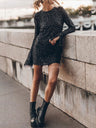 Sequins Long Sleeve Hip Mini&Short Dresses
