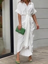 High-waisted Lapel Long Dress