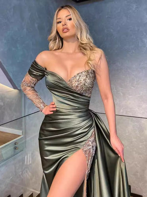 Sequins Slit Formal Dress Maxi Dresses