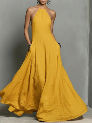Neckband Backless Sleeveless Maxi Dresses