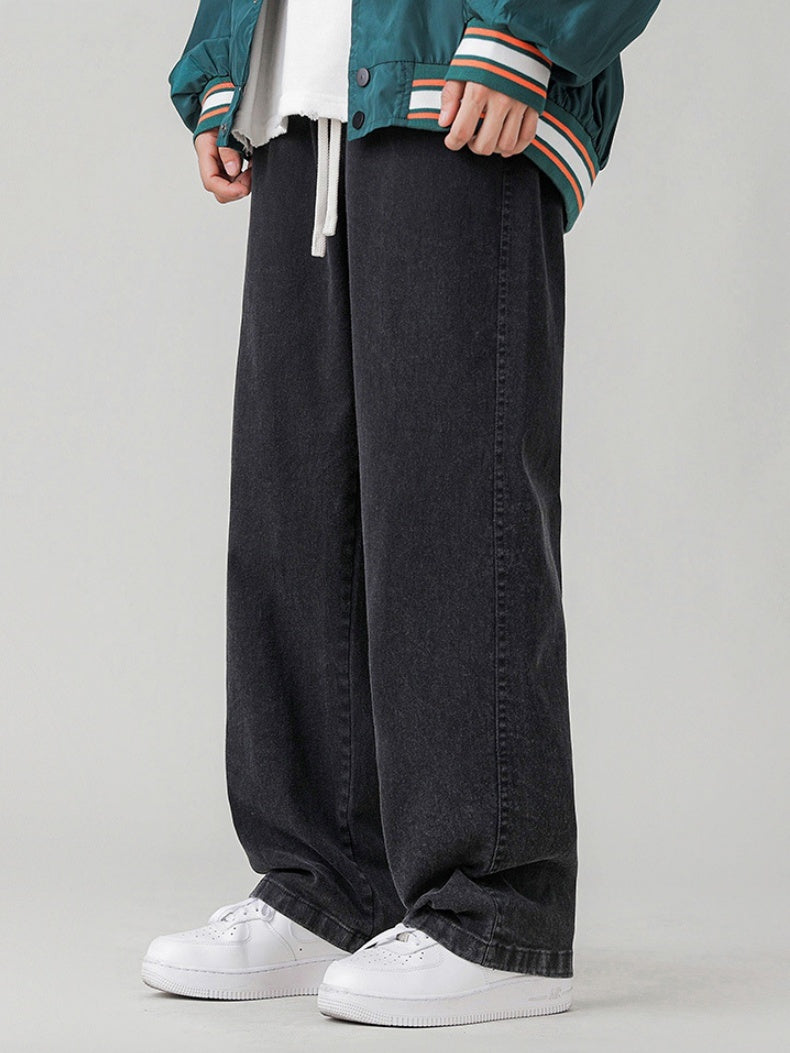 Washing Straight Wide-leg Jeans