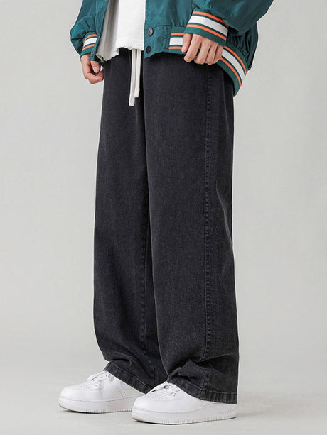 Washing Straight Wide-leg Jeans