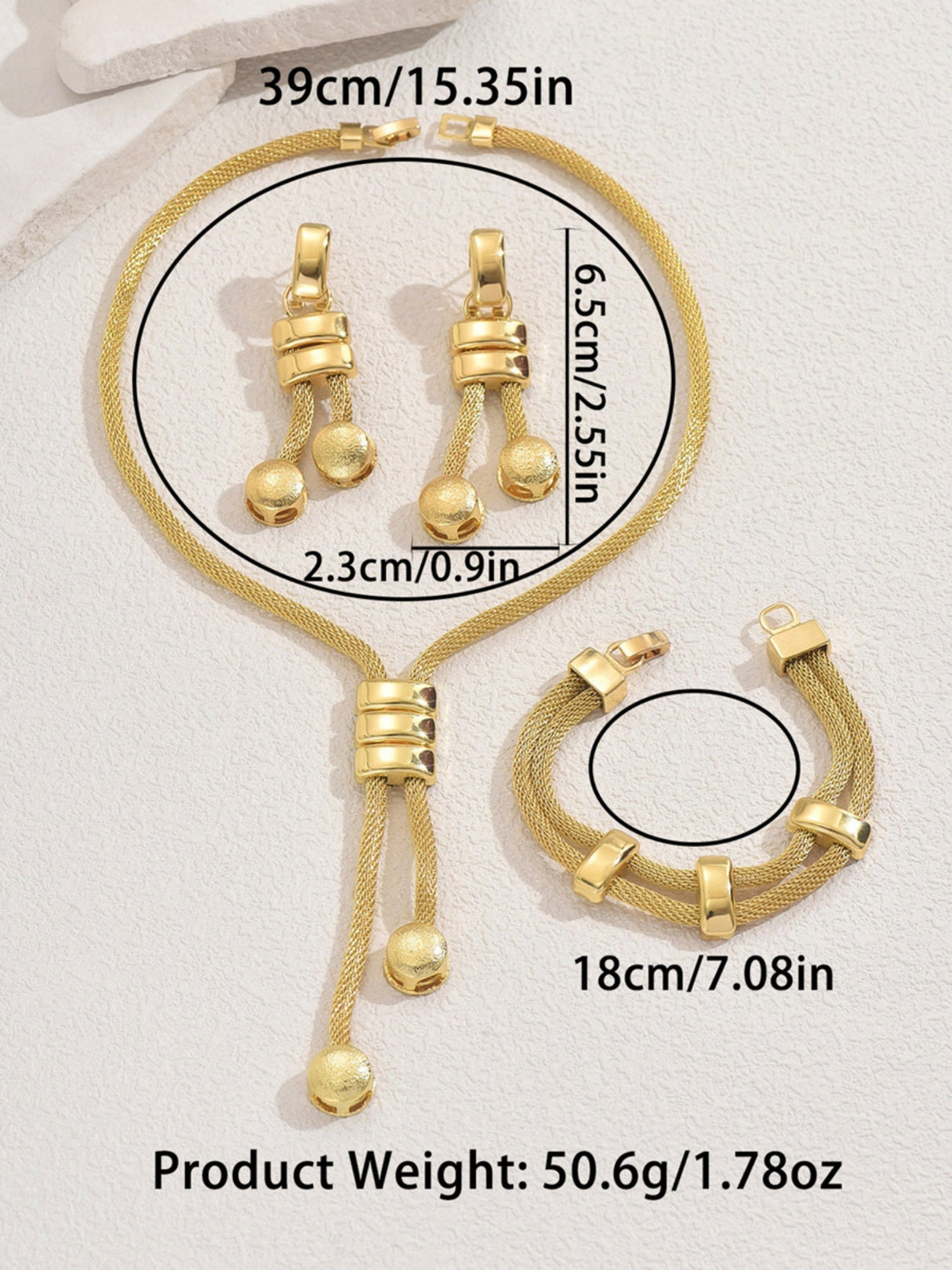 Geometric Tassels Necklace And Earrings Bracelet Jewelry Sets