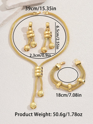 Geometric Tassels Necklace And Earrings Bracelet Jewelry Sets