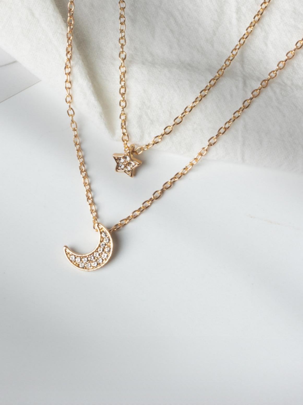 Star And Moon Pendant Multi-Layer Necklace