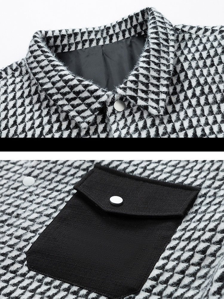 Veste à carreaux color-block à col cranté