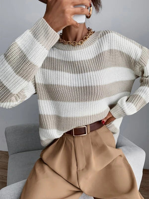 Stripes Color Matching Knitted Sweater
