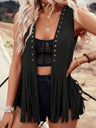 Imitation Suede Tassel Studs Sleeveless Vests