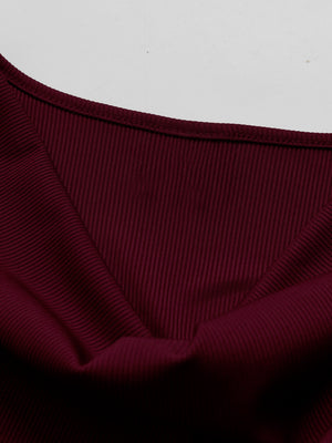 Long-sleeved Round Neck Top With Irregular Hem And Fishtail Pencil Skirt Two-piece Set