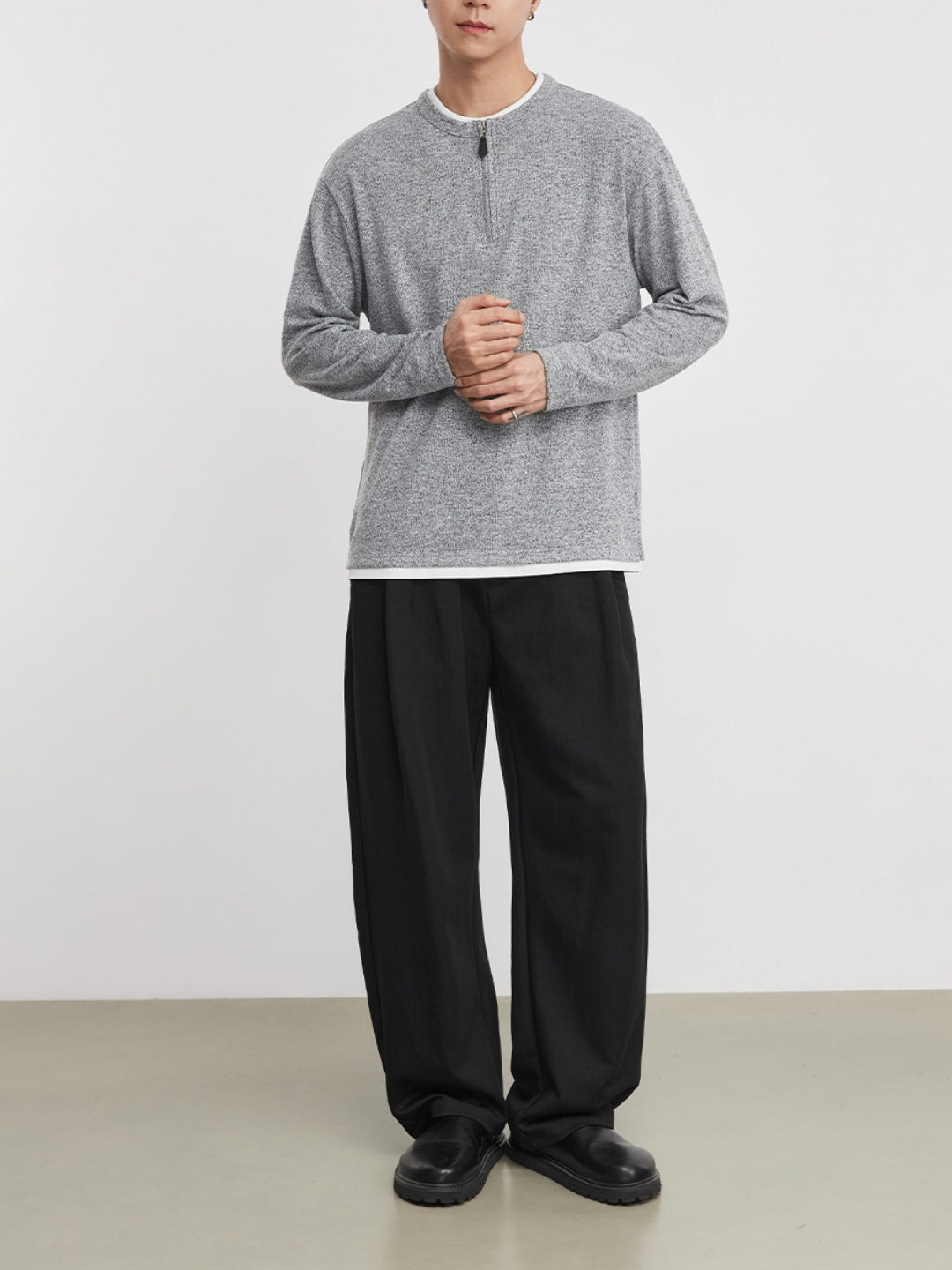 Half Zipper Layered-look T-shirts