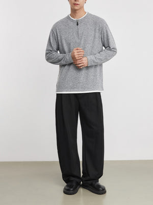 Half Zipper Layered-look T-shirts