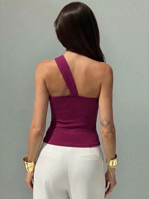 Irregular Mesh Sloping Shoulders 3D Flowers Camisoles