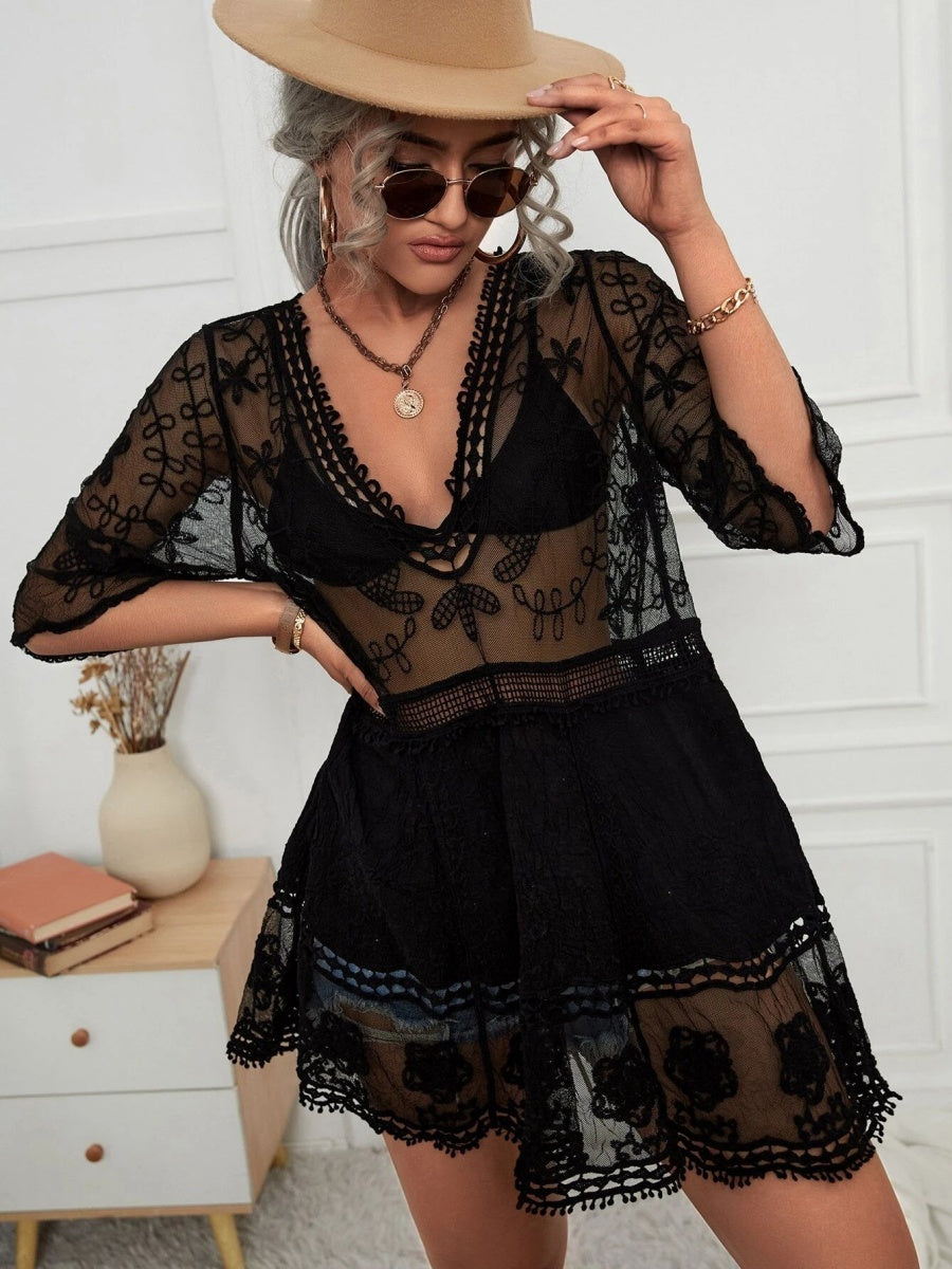Lace Openwork Sun-protective Beachwear