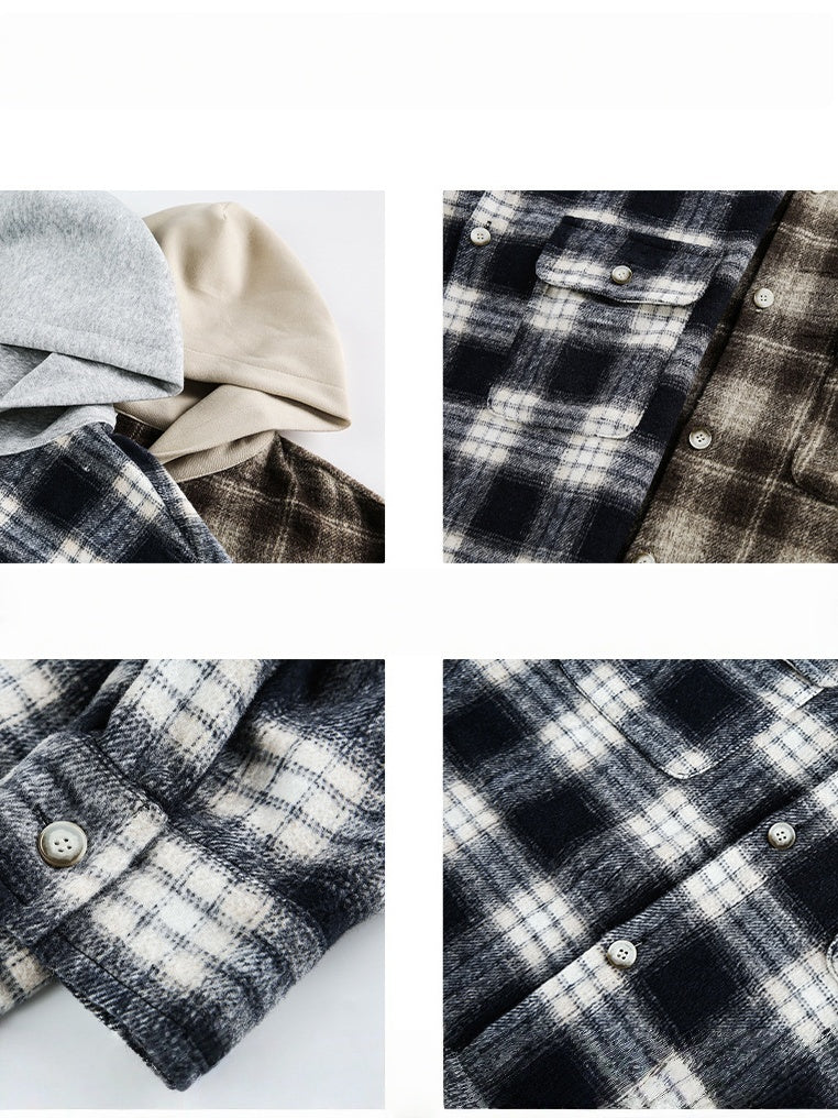 Liber Autumn Men's Pocket decoration Plaid Shirts