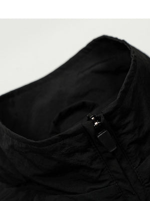 Functional Style Outdoor Stand Collar Thin Pleated Tank Tops Vests