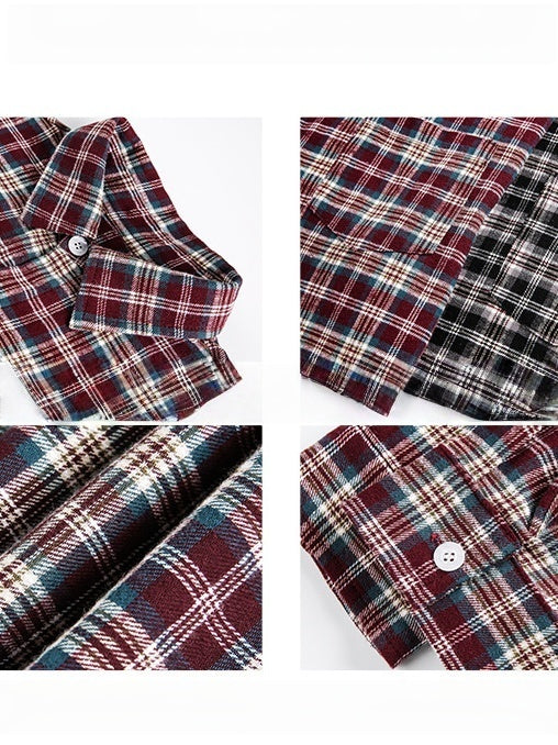 Liber Autumn Men's Color matching Plaid Shirts