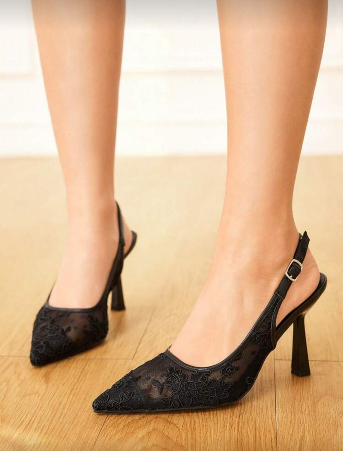 Lace Mesh High Heels