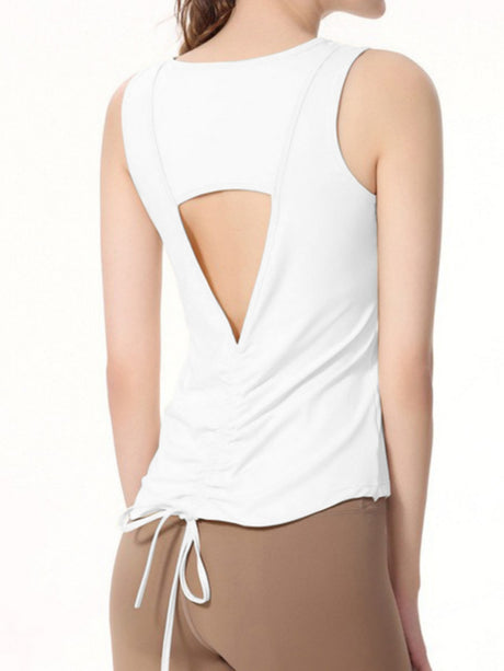 Quick-drying Cover-up Drawstring Open Back Sports Vest