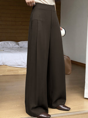 Wide-leg Suit Pants, Women's Commuter Style, Pocket Trousers