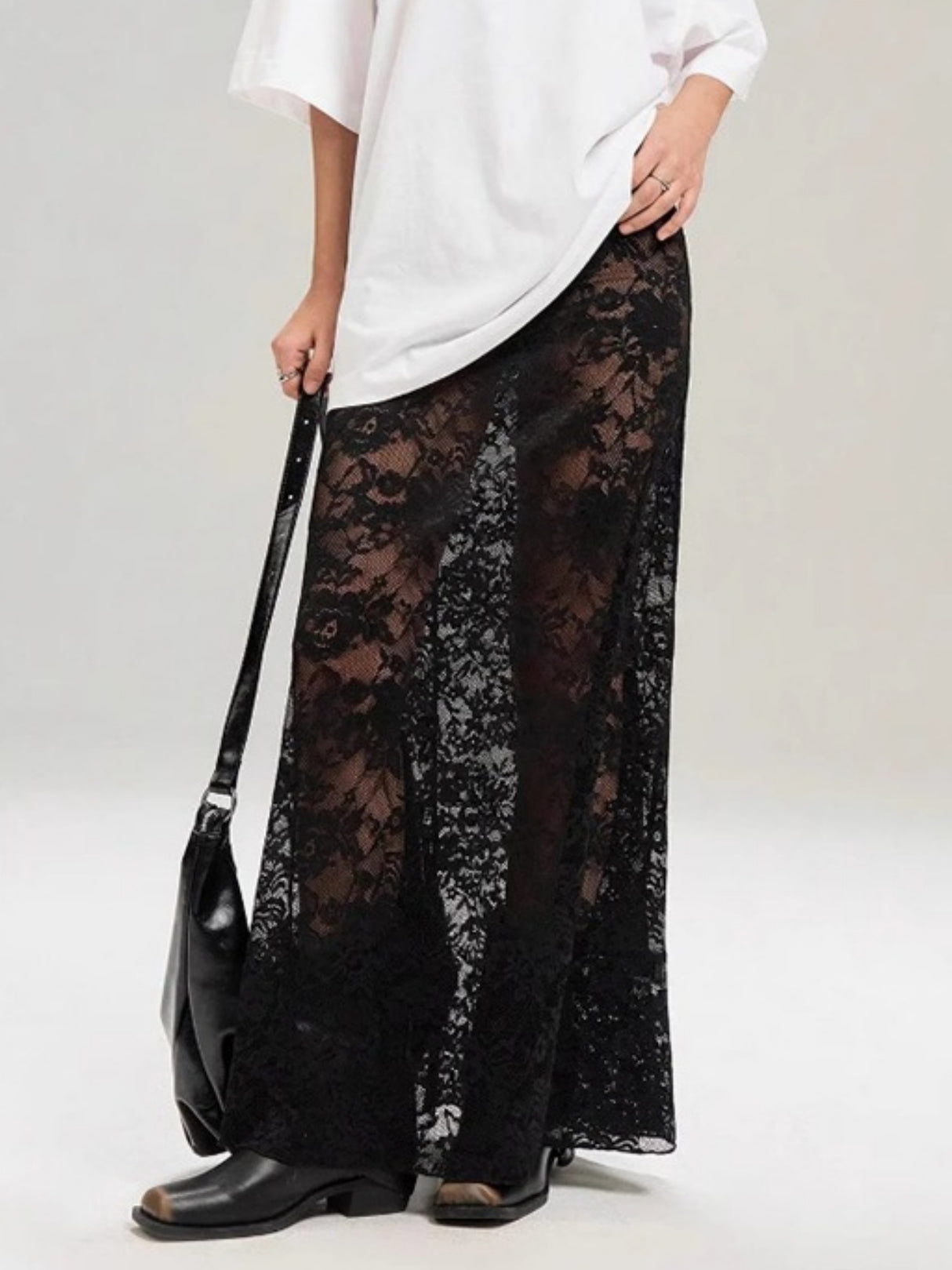 Lace See-through Sexy Mesh High-waisted Long Skirts