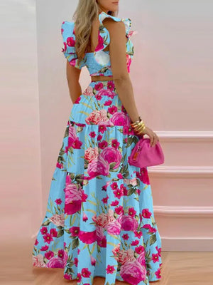 Tank Top Pleated Multi-layered Midi Skirt 2-piece Sets