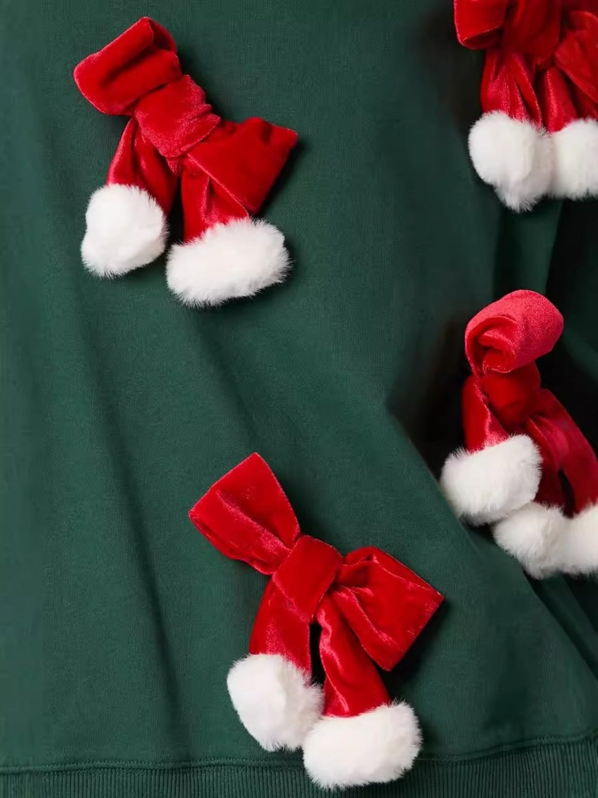 Christmas Bow Decorated Top Casual Long Sleeve Pullover Sweatshirt