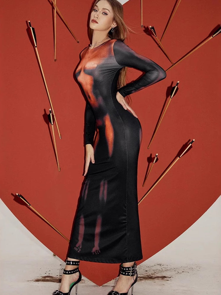 Liber Autumn Women's Body Printing Body Printing Maxi Dresses