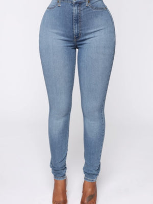 Water-washed Distressed Whitening Stretch High-waisted And Slimming Pencil Pants Jeans