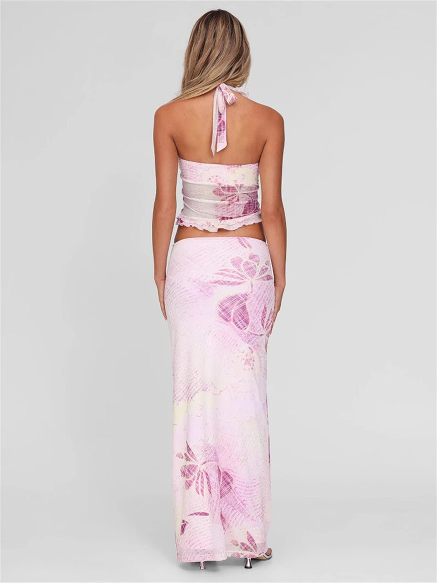 Liber Summer Women's Ruffle Plants and Flowers 2-piece Sets