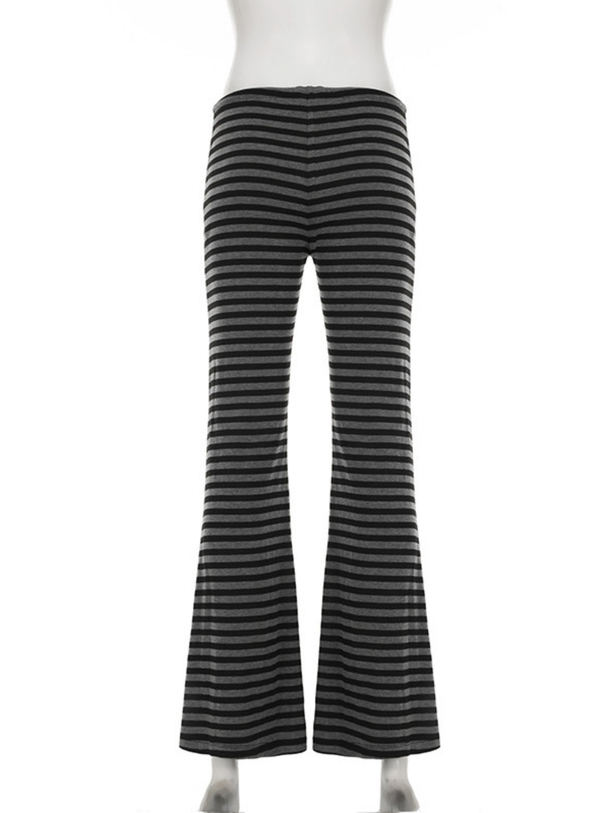 Striped Color Blocking Straps Flared Pants