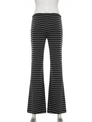 Striped Color Blocking Straps Flared Pants