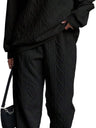 Loose-fitting Ribbed Jacquard Long-sleeved Sweatshirt Pants Casual Two-piece Set